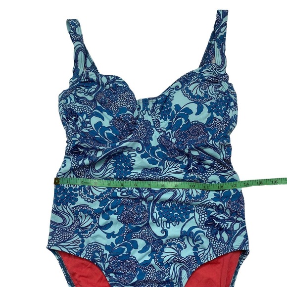 TITLE NINE Carve Design Blue Floral One-Piece Bathing Suit Size Medium Swim - Picture 9 of 12